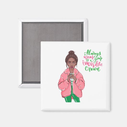 Rosa und grüne Königin Magnet (Vorderseite/Rückseite)