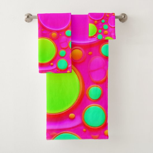 Rosa und grüne Kreise Badhandtuch Set (Insitu)