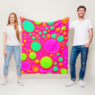 Rosa und grüne Kreise Fleecedecke