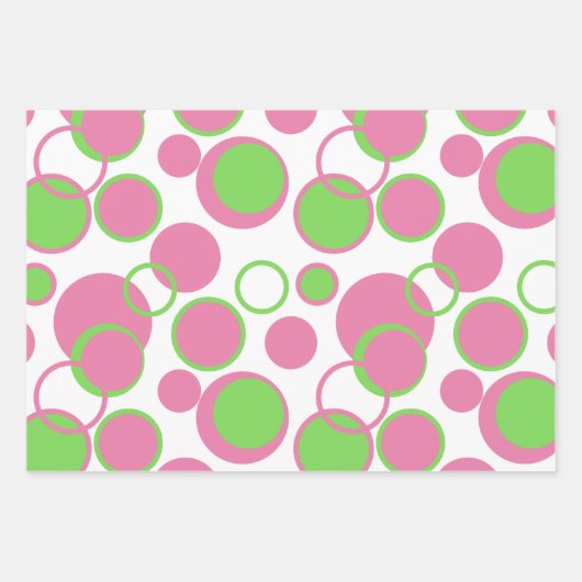 Rosa und grüne Kreise Geschenkpapier Set (Vorderseite 3)