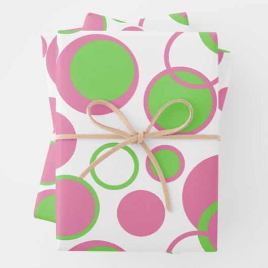 Rosa und grüne Kreise Geschenkpapier Set (Beispiel)