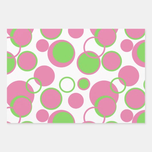 Rosa und grüne Kreise Geschenkpapier Set (Vorderseite)