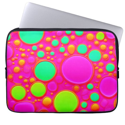 Rosa und grüne Kreise Laptopschutzhülle (Vorderseite)