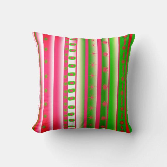 Rosa und grüne Kunst-gestreiftes Wurfs-Kissen Kissen (Vorderseite)