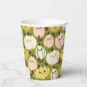 Rosa und grüne Kürbis Pappbecher (Rückseite)