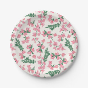 Rosa und grüne Küste Florals gestrichen Pappteller