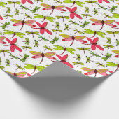 Rosa und grüne Libellen Geschenkpapier (Ecke)