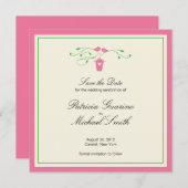 Rosa und grüne liebende Vögel | SAVE THE DATE (Vorne/Hinten)