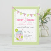 Rosa und grüne Limonade u. Limoner Sip + Sehen Sie Einladung (Stehend Vorderseite)