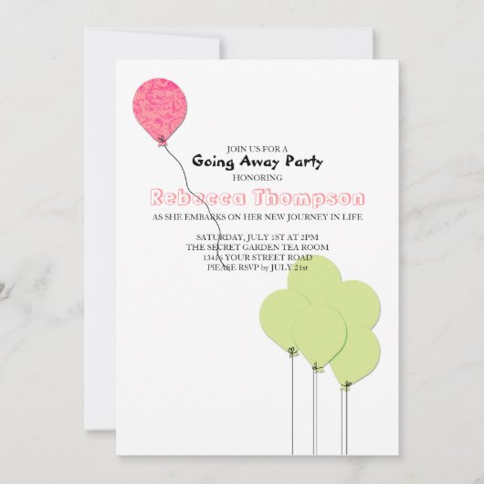 Rosa und grüne Löwen gehen weg Party Einladung (Vorderseite)