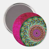 Rosa und grüne Mandala Magnet (Vorderseite/Rückseite)