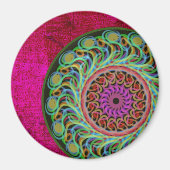 Rosa und grüne Mandala Magnet (Vorne)