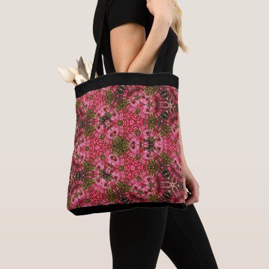 Rosa und grüne Mandala Tasche (Von Nahem)
