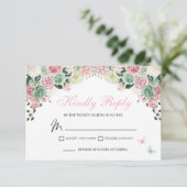 Rosa und grüne Märchen Bezaubernde Gartenanlage UA RSVP Karte (Stehend Vorderseite)