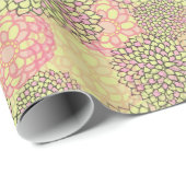 Rosa und grüne Moderne Blumen Geschenkpapier (Rolleneckpunkt)