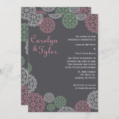 Rosa und grüne moderne Blumenzwiebeleinladung Einladung (Vorne/Hinten)