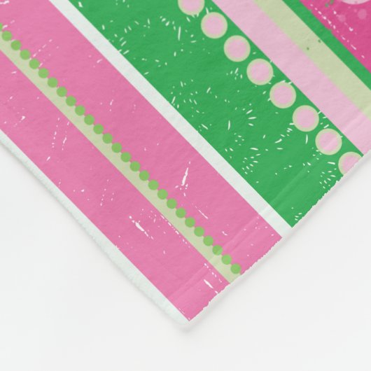 Rosa und grüne, moderne gestreifte Fleece Blanket (Ecke)