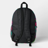 Rosa und grüne Monogramm Bedruckter Rucksack (Rückseite)