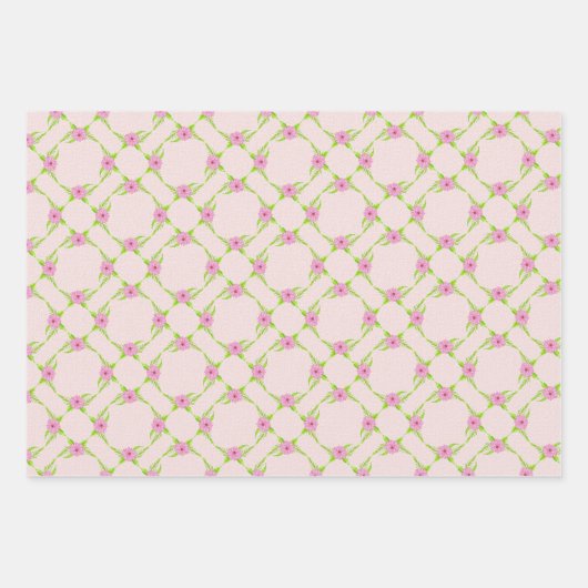 Rosa und grüne Nostalgie Geschenkpapier Set (Vorderseite 2)