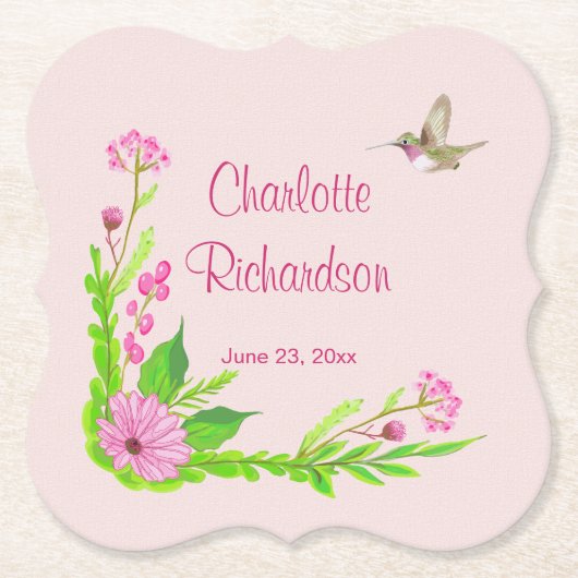 Rosa und grüne Nostalgie Untersetzer (Vorderseite)