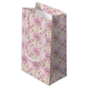 Rosa und grüne nostalgische Blumen-Geschenktasche Kleine Geschenktüte