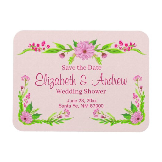 Rosa und grüne Nostalgische Blumenmagnete Magnet (Horizontal)