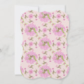 Rosa und grüne Nostalgische florale Flachkarte Einladung (Rückseite)