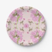 Rosa und grüne Nostalgische Papierplatte Pappteller (Vorderseite)