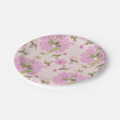 Rosa und grüne Nostalgische Papierplatte Pappteller (Schrägansicht)