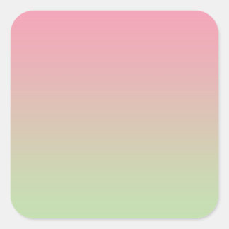 Rosa und grüne Ombre Quadratischer Aufkleber