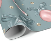 Rosa und grüne Ornamente Candy Canes Weihnachten Geschenkpapier (Rolleneckpunkt)