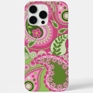 Rosa und grüne Paisley iPhone 16 Hülle