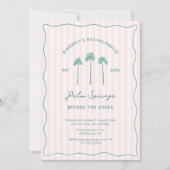 Rosa und grüne Palm Springs Junggesellinnenabschie Einladung (Vorderseite)