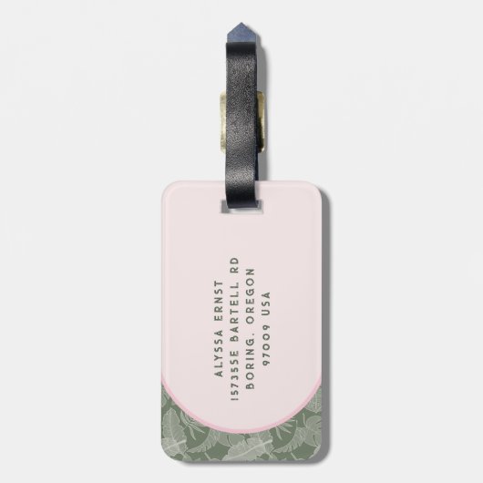 Rosa und grüne Palm Tree Journal Gepäckanhänger (Rückseite vertikal)