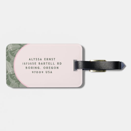 Rosa und grüne Palm Tree Journal Gepäckanhänger (Rückseite horizontal)