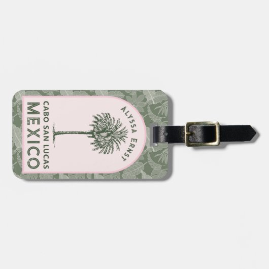 Rosa und grüne Palm Tree Journal Gepäckanhänger (Vorderseite horizontal)