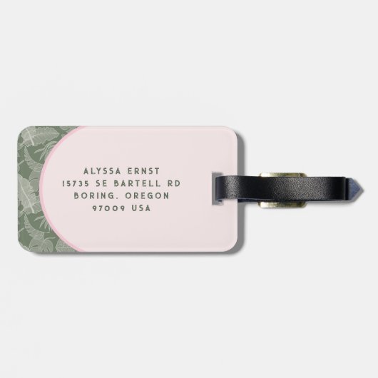 Rosa und grüne Palm Tree Journal Gepäckanhänger (Rückseite horizontal)