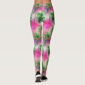 Rosa und grüne Palmenbäume Tropisches Muster Leggings (Rückseite)