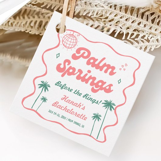 Rosa und grüne Palmsprings Bachelorette Geschenkanhänger