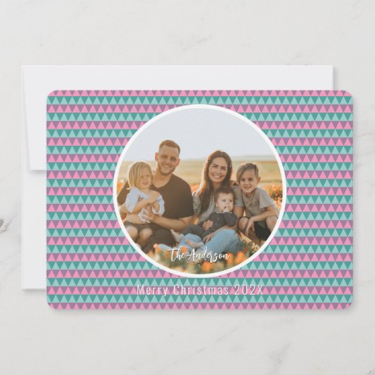 Rosa und grüne Pastellfarben Weihnachtskarte (Vorderseite)