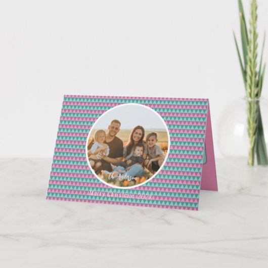 Rosa und grüne Pastellfarben Weihnachtskarte Dankeskarte (Vorderseite)