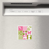 Rosa und grüne Patchwork Magnet (In Situ (Geschirrspüler))