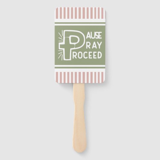 Rosa und grüne Pause Beten Christlich weitermachen Fächer (Rückseite)