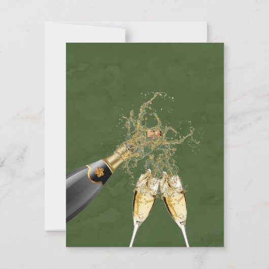 Rosa und grüne Peony Brunch & Bubbly Einladung (Rückseite)