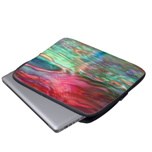 Rosa und grüne Perlenstruktur Laptopschutzhülle (Vorne Knopf)