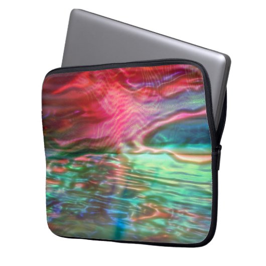 Rosa und grüne Perlenstruktur Laptopschutzhülle (Vorderseite Links)