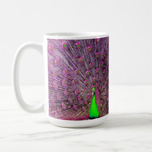rosa und grüne Pfaue, Kaffeetasse (Links)