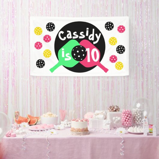 Rosa und grüne Pickleball Banner (Party)