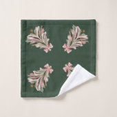 Rosa und grüne Pinselstrich-Weihnachtsbaum Badhandtuch Set (Waschlappen)