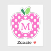 Rosa und grüne Polka Dot Apple Monogramm Aufkleber (Blatt)